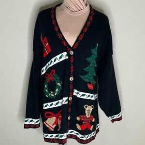 Vintage Ugly Christmas Sweater w/ Teddy Bear